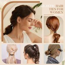 5pcs Women's Damage-Free Hair Tie Head Rope, Ponytail Support Hair Tie, Elastic Hair Rope Suitable For Thick Hair, Used For Daily Outdoor Travel, Face Washing And Makeup, Etc. Ponytail Holders Hair Elastics Hair Rubber Bands Scrunchies