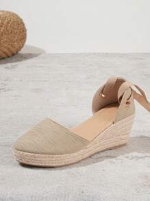 时尚新款舒适时尚户外度假沙滩休闲优雅百搭厚绳底女鞋 - 卡其色 - 查看 3