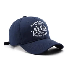 Mũ lưỡi trai thêu họa tiết tiếng Anh cổ điển dành cho nữ, mũ lưỡi trai có vành có thể điều chỉnh thông thường - Màu xanh hải quân - Xem 2