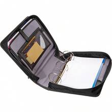 Basics - Carpeta duradera de 3 anillos con cierre, almacenamiento resistente para mantener los documentos organizados,.6, negro - Azul - Ver 5