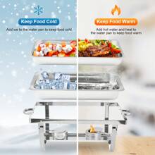 Chafing Dishes For Buffet 4 Pack, 8 Qt Stainless Steel Chafers And Buffet Warmers Sets With Lid, Rectangle Serving Food Warmer Catering Supplies Buffet Display For Parties, 2 Colors For Choices, Silver, Gold - 銀色 - 查看 6
