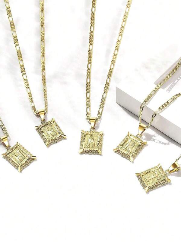 1pc Fashion Personalized 26 English Letter Pendant Necklace, Minimalist Daily Wear Jewelry
