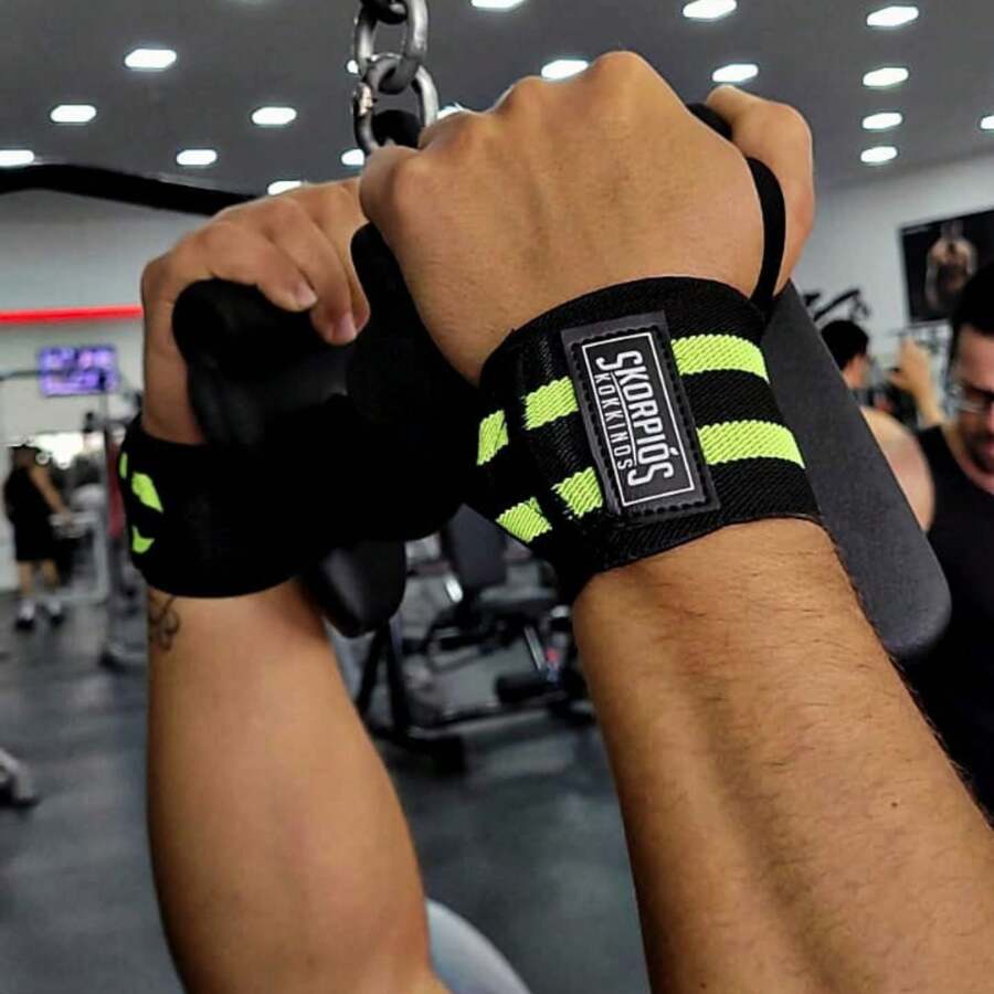 Pair Of Reinforced Wristbands In Black With Neon Green - 青檸色 - 查看 1