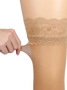 1 双时尚透明大腿高筒有缝加大码过膝尼龙长筒袜带硅胶带女款 - 彩色 - 查看 3