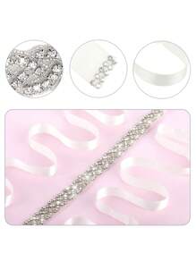 Cinturón de novia de boda con cristales de strass hecho a mano para mujeres, cinturones de cristal brillante, cinta con brillo para vaqueros, vestidos, Halloween - Blanco - Ver 7