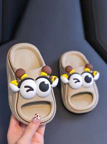 1 par de chanclas EVA para niños, zapatillas de baño suaves con suela antideslizante para niños pequeños en el hogar