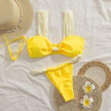 New Soft Padded Thick Strap Elegant Party Bikini Set, Ladies Beach Swimwear For Summer