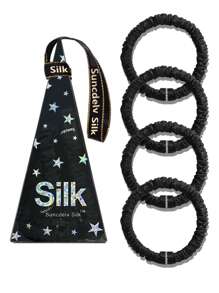 4 SZTUK 100% Czystego Jedwabiu Morwowego Gumki Do Włosów Jedwabne Gumki Do Włosów Gumki Do Włosów Kucyki Jednolity Kolor Naturalne Akcesoria Do Włosów Wstążka Pudełko Prezentowe - Wielokolorowe - Zobacz 11