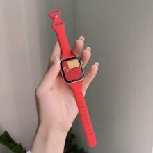 1条超薄硅胶表带，兼容，女士运动款，尺寸：38mm、40mm、41mm、42mm、44mm、45mm、46mm、49mm；纤薄橡胶表带，兼容 Ultra、S10、9/8/7/6/5/4/3/2/1、SE系列 - 紅色 - 查看 3