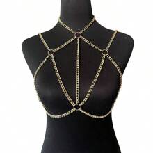 1pc European & American Sexy Metal Circle Hollow Out Back Chain, Women Body Jewelry For Nightclub, Beach Party