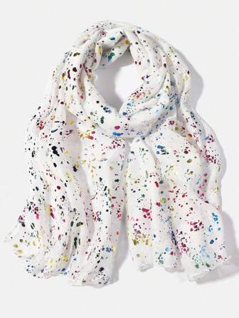 1pc Rainbow Foil Scarf, Casual Everyday Accessory For Dress