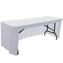 1 Pc Elastic Tablecloth - 1 Pack Elastic Tablecloth Skirt, Polyester Spandex Knitted, Suitable For General Occasions - Multicolor - View 3