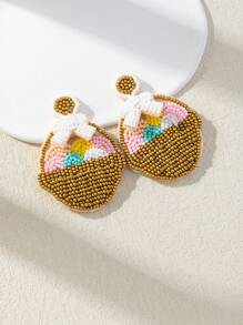 WinLeaf 1 Pair Easter Egg Handmade Beaded Earrings - Multicolor - View 5
