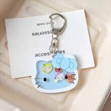 Sanrio 1 pieza Llavero con gatito de dibujos animados que se mueve, dije adorable de gato para mochilas y bolsos, regalo perfecto para cumpleaños, Pascua, accesorios adorables (estilo aleatorio)