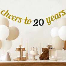 1set Gold Black Cheers To 20 30 40 50 60 Years Banner Birthday Party Decoration