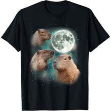 Camiseta diaria con estampado de 3 capibaras aullando a la luna, gigantes roedores extraños para mujeres y niñas