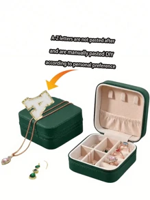 1pc 字母珠宝盒，可定制 DIY 花朵图案旅行珠宝盒，珠宝旅行袋，小珍珠珠宝盒，伴娘礼盒，耳环，项链，戒指，小巧珠宝盒，珠宝收纳盒，PU 皮革珠宝，耳环，珠宝收纳盒，创意便携式珠宝盒，耳环，礼品盒