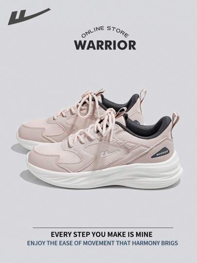 WARRIOR Women's Fashionable Retro Sneakers, Lightweight Breathable Running Shoes For Spring/Summer, Minimalist Casual Style, Suitable For All Seasons, Durable And Comfortable, Soft Sole White Trainers