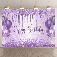 Decoração de Aniversário com Bottom Iluminado de Balões Roxos Chamativo com Texto "Feliz Aniversário", Adequado para Festa, Aniversário, Decoração Temática e Decoração Interna/Externa, Disponível em Vários Tamanhos - Multicolorido - Visão 3