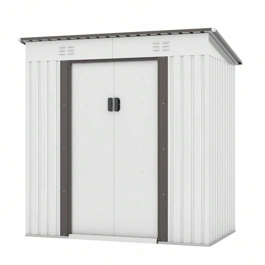 4'x6' Outdoor Storage Shed Garden Tool Utility House Galvanized Steel Building - 1 - View 1