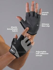 VBOSI 1 Pair Adjustable Breathable Sports Gloves, Suitable For Weightlifting, Dumbbell, Cycling, Fitness Training - Multicolor - View 2