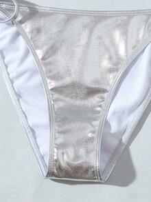 Women Swimwear Set, Summer Two Pieces Bikini Swimwear - Silver - View 3