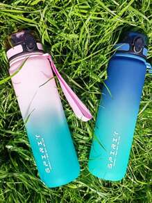 1 件 500ml、650ml、1000ml 大容量塑料渐变水杯 户外运动水杯 直饮水瓶 方便携带 - 粉紅青色 - 查看 2