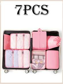 9件套旅行收纳套装：便携式收纳袋、多功能洗漱包、大容量化妆包、手提包、鞋袋、户外包、压缩袋、洗衣袋、瓶袋、内衣袋 - 彩色 - 查看 21