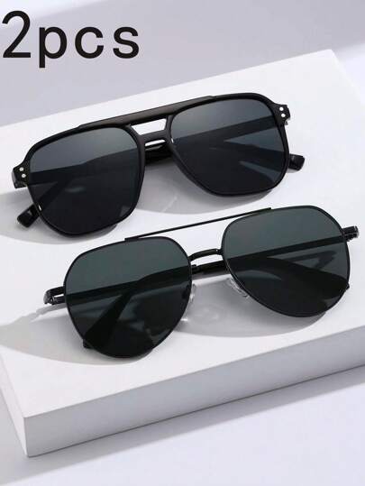 5/3/2/1 Pair Of Children's Square Frame Fashion Glasses, Retro Jelly Color Ocean Lens Double Beam Rice Nail Glasses, Metal Full Frame Glasses, Double Beam Fashion Glasses, Suitable For Travel, Beach, Outdoor Sports, Photo Artifact (Free Glasses Case)