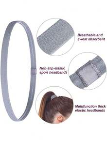 1/3pcs Lightweight Portable Thin Elastic Sports Headband, Silicone Grip Sweatband Mini, Suitable For Workout Yoga Pilates, Thin Sports Headband, Suitable For Gym/Hockey/Soccer Elastic Non-Slip Sports Headband Unisex - Multicolor - View 6