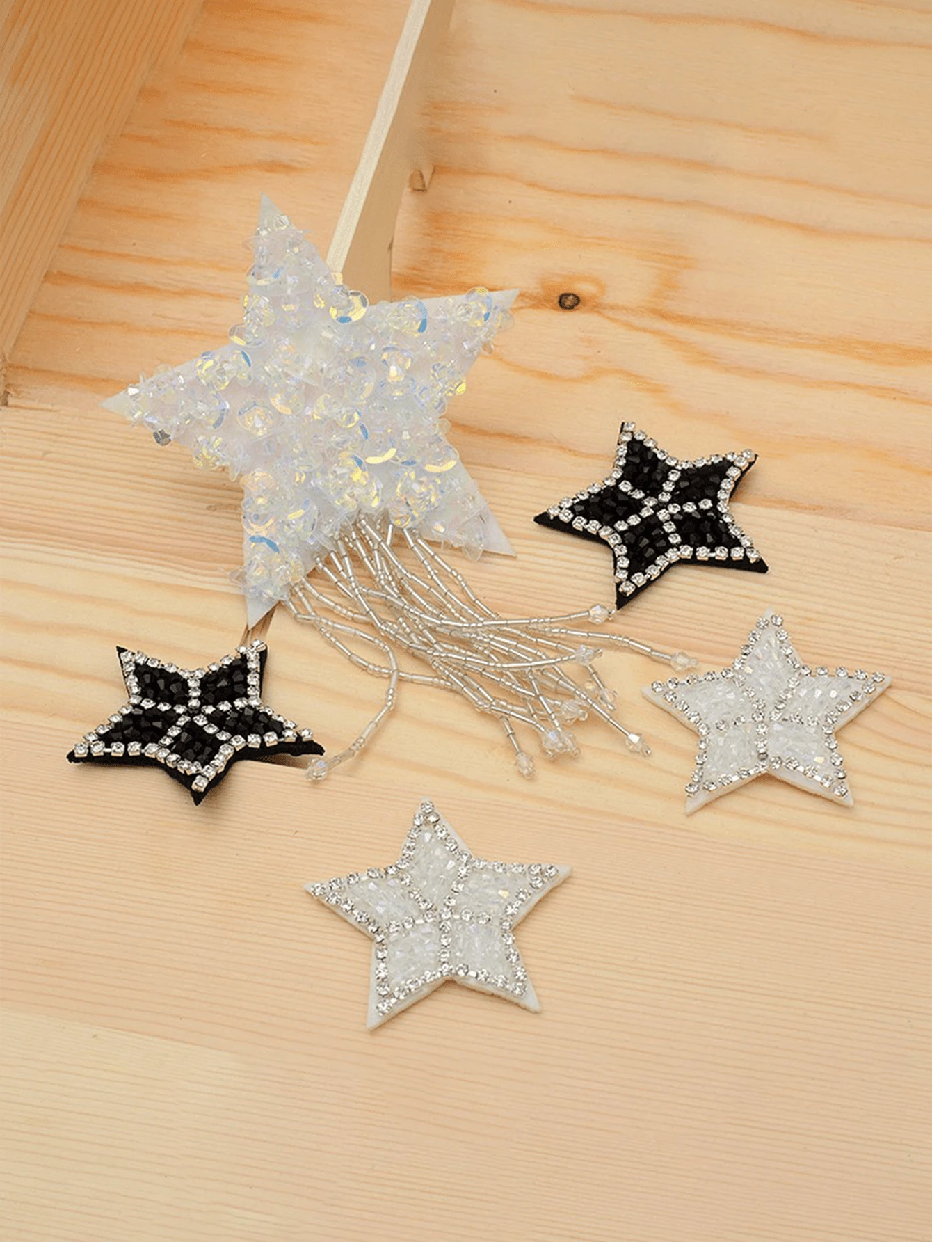 1pc Handmade Beaded Star Tassel Patch, Suitable For Clothes, Hats, Shoes, Bags DIY Decoration - Multicolor - View 1