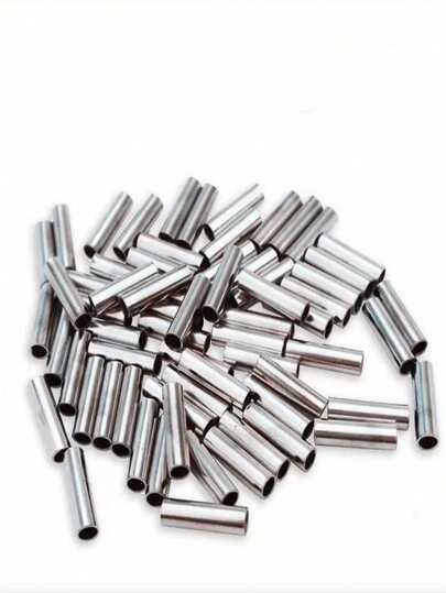 100个装钓鱼单铜管线固定圆管夹钓鱼配件锁钢丝直管圆柱形钓鱼小配件