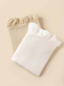 1件柔软透气100%纯棉纱布婴儿毯，带荷叶边，可用作新生儿襁褓、婴儿车遮阳篷、浴巾或婴儿房桌布