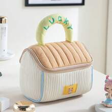 18*17.5*13cm Cute House Shaped Makeup Bag, Soft & Colorful 2-Tone Design, Large Capacity, Portable Travel Toiletry Organizer,For Holiday Beach, Bathroom Collection, Bedroom Collection, Large Capacity - Multicolor - View 8