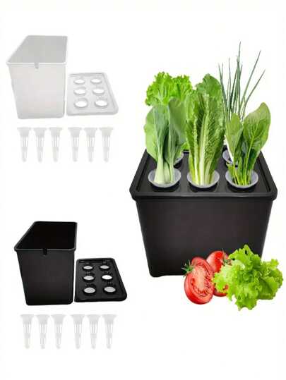 A Hydroponic Seedling Set For Home Gardening For Indoor/Outdoor Vegetable And Herb Planters That Require No Electricity And Are Made Of Plastic