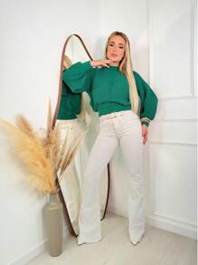 SELINE Women's Elegant Knitted Basic Cold Weather Blouse - Verde - Ver 5