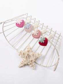 4pcs/Set Cute Cartoon Strawberry & Fruit Design Baby Hair Clips, Soft & Harmless For Infant Girls, Spring/Autumn - Multicolor - View 5