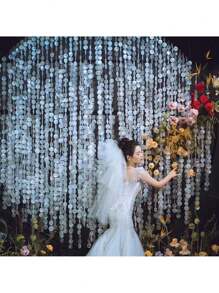 Juego de 10 piezas/50 piezas de corona de flores con flores de concha de perla blancas de 2 pulgadas, decoración transparente natural, corona de flores desmontable y ensamblada para decoración de fondo de boda, decoración de fondo para fiesta - Multicolor - Ver 11