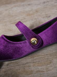 新款秋季女士套脚鞋，绒面尖头套脚百搭工作乐福鞋 - 紫色 - 查看 8