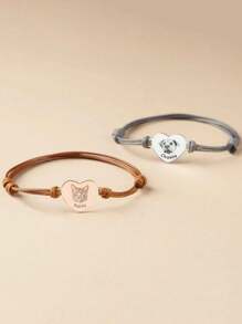 1 szt. Niestandardowa bransoletka ze stali nierdzewnej z odciskiem dłoni, skórzana bransoletka z odciskiem dłoni, prezent na dzień matki, spersonalizowane odciski stóp w kształcie serca, biżuteria dla nowych mam