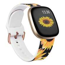 与 Fitbit Versa 4/Versa 3/Sense 2/Sense 兼容的运动表带，花卉硅胶印花不褪色图案替换表带适用于 Fitbit Versa 4/Versa 3/Sense 2 智能手表 - Versa3/Versa4 - 查看 11