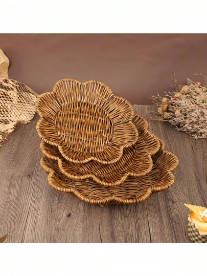 Creative Rattan-Style Woven Basket Storage Basket Multi-Compartment Living Room Storage Basket,For Back To School