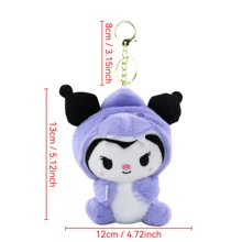 Sanrio 6 Styles Plush Toy Dinosaur Series Kawali Keychain Pendant Kuromi Hello Kitty Cinnamoroll Pochacco Pompom Purin Cartoon Anime Figure Stuffed Soft Plush Dolls For Children's Birthdays Festival Gifts 13cm/5.12inch