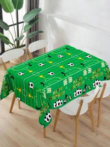 1Pc Football Theme Happy Birthday Plastic Disposable Tablecloth,Table Cover,Table Runner, Birthday Party Table Deocration,Home Decor Table Decor,Soccer Theme Birthday Party Tablecloth,B Oy Birthday Party Favor - Football - View 4