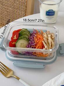 1 pieza Nueva fiambrera aislada de vidrio rosa con accesorios para estudiantes, caja bento con rallador Pyrex, cuchillería y para guardar fruta