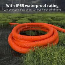 Cable de extensión para exteriores de 100 pies, calibre 12/3, resistente al agua con extremo iluminado, flexible y resistente al frío, con 3 clavijas, 15 Amp 1875W 12AWG SJTW, color naranja, certificado ETL - Naranja - Ver 4