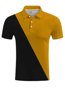 Summer Men's Short Sleeve Polo Shirt Business Stitching Color Blocks Casual Tops Fashion Sportswear T-Shirts Men's Clothing