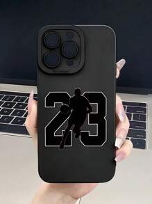 1pc Black Basketball Graphic Full Coverage TPU Shockproof Phone Case, Compatible With Apple IPhone 16, 15, 14, 13, 12, 11 Pro Max And Series