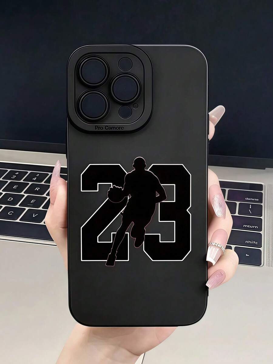 1pc Black Basketball Graphic Full Coverage TPU Shockproof Phone Case, Compatible With Apple IPhone 16, 15, 14, 13, 12, 11 Pro Max And Series