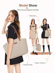 Floless Bolso de mano, bolso de negocios para mujeres, bolso de hombro para ordenador portátil de 14 pulgadas, bolso grande con cremallera para mujeres, bolso de compras, bolso de viaje para el trabajo, mochila escolar, adecuado para adolescentes, mujeres y estudiantes universitarios, perfecto para volver al colegio, la universidad, la escuela secundaria y el primer día de clases